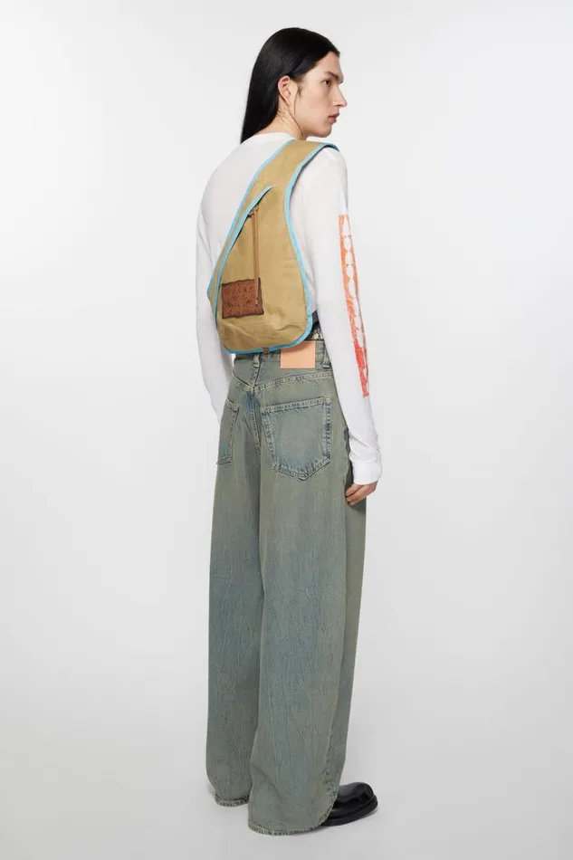 Acne Studios Sling Backpack Beigeblue Men Bags