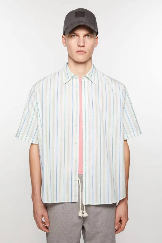 Acne Studios Stripe Buttonup Shirt Bluegreen Men Shirts