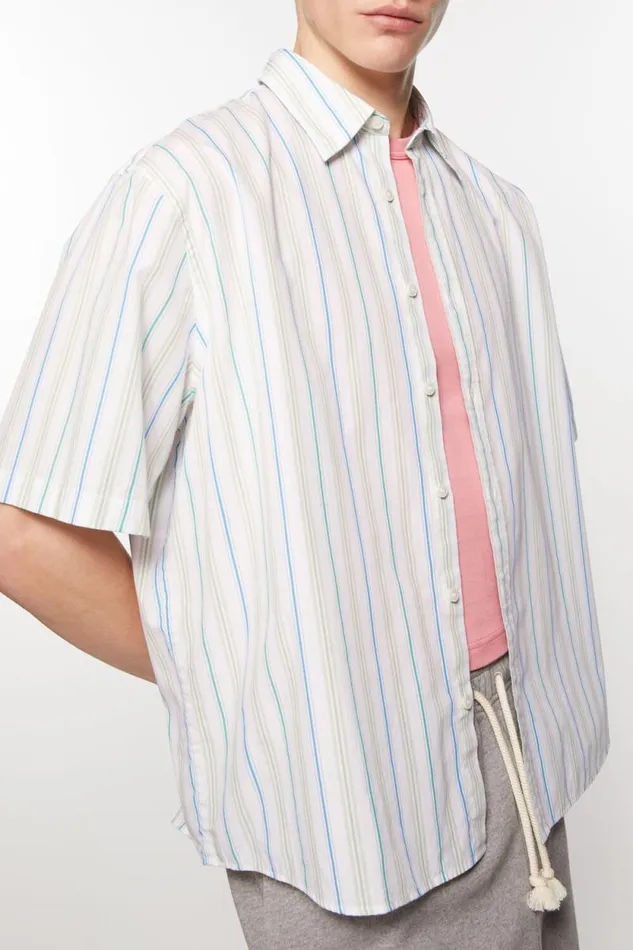 Acne Studios Stripe Buttonup Shirt Bluegreen Men Shirts