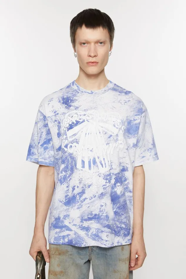 Acne Studios Tshirt Plaster Print Faded Blue Women Tshirts