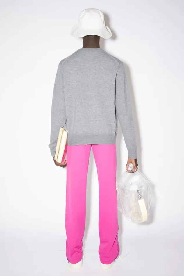 Acne Studios Wool Crew Neck Sweater Grey Melange Men Knitwear