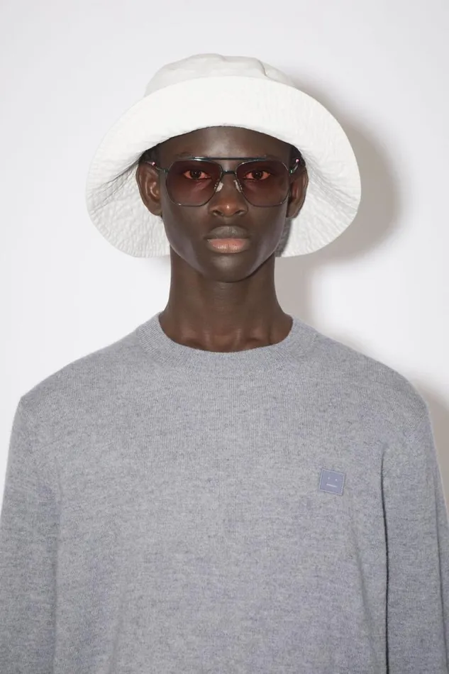 Acne Studios Wool Crew Neck Sweater Grey Melange Men Knitwear
