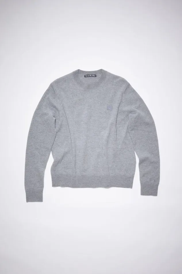 Acne Studios Wool Crew Neck Sweater Grey Melange Men Knitwear