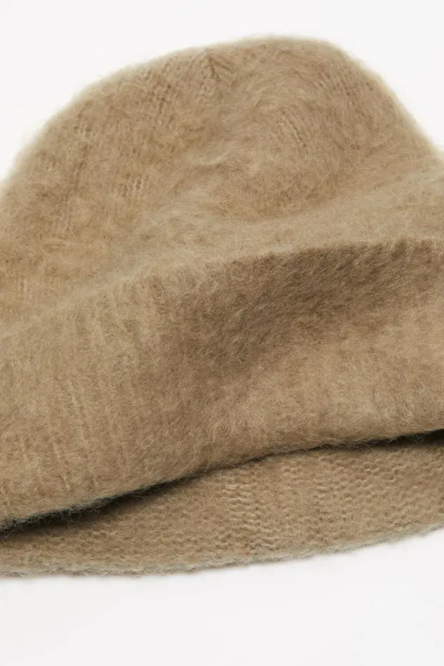 Acne Studios Wool Mohair Beanie Dark Beige Men Hats