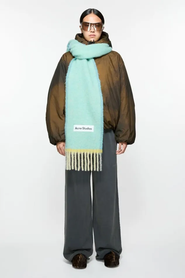 Acne Studios Wool Mohair Scarf 8211 Narrow Light Blue Men Scarves