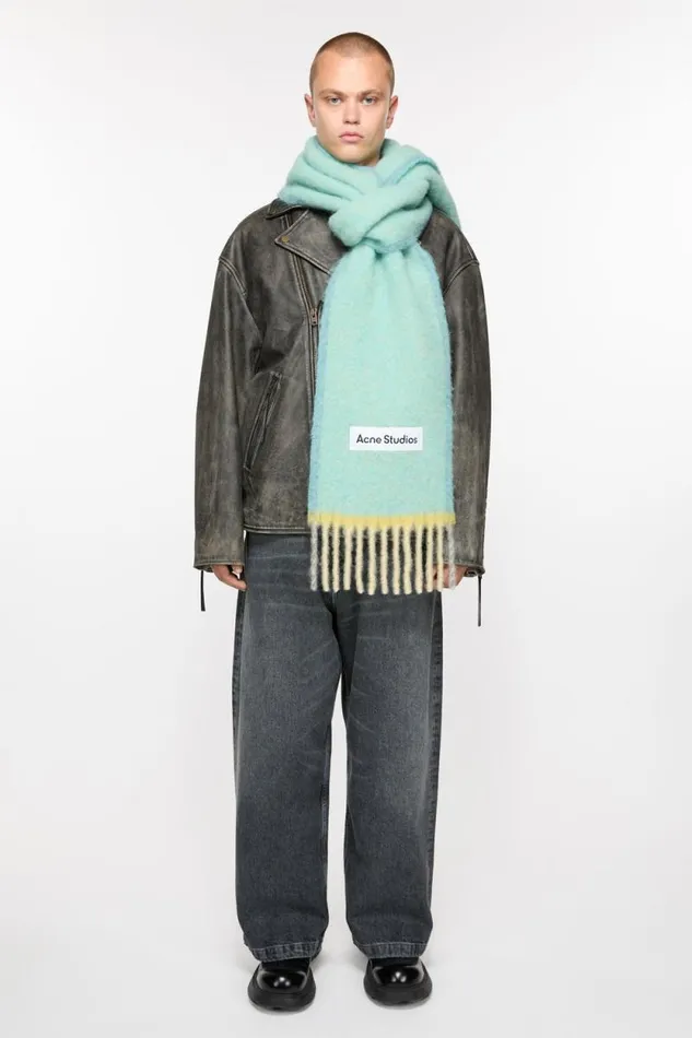 Acne Studios Wool Mohair Scarf 8211 Narrow Light Blue Men Scarves