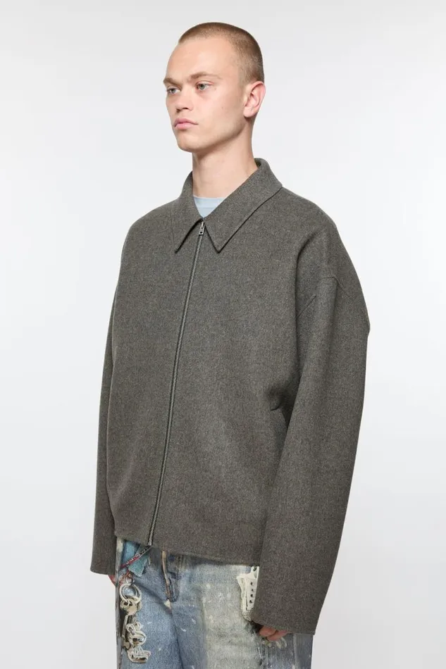 Acne Studios Wool Zipper Jacket Graphite Grey Men Outerwear Acne Studios Wool Zipper Jacket Graphite Grey Men Outerwear
