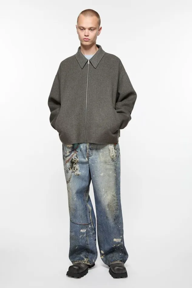 Acne Studios Wool Zipper Jacket Graphite Grey Men Outerwear Acne Studios Wool Zipper Jacket Graphite Grey Men Outerwear