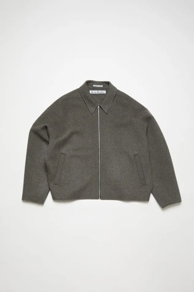 Acne Studios Wool Zipper Jacket Graphite Grey Men Outerwear Acne Studios Wool Zipper Jacket Graphite Grey Men Outerwear