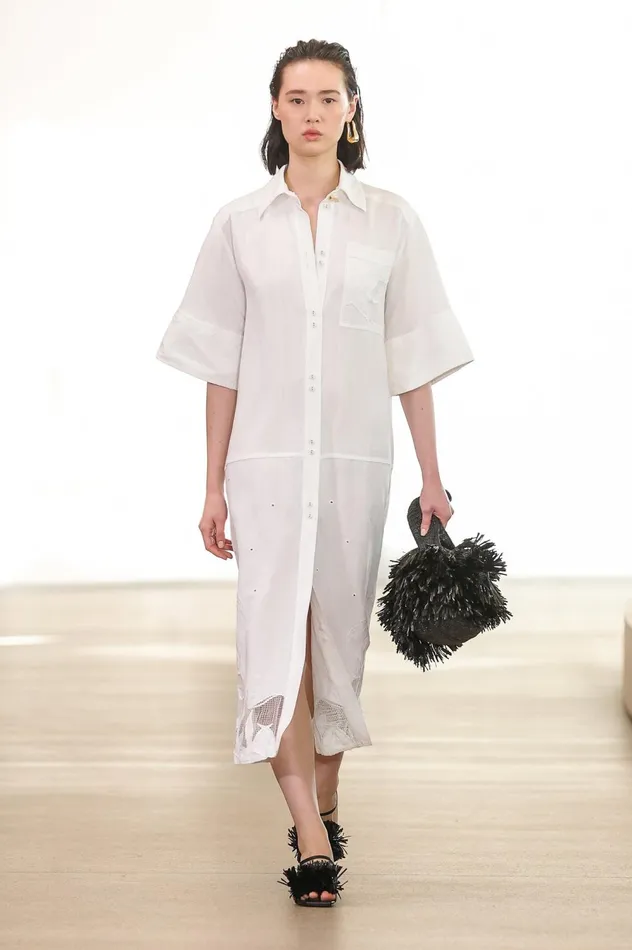 Agua Embroidered Shirt Dress Ivory Women Aje White Dresses