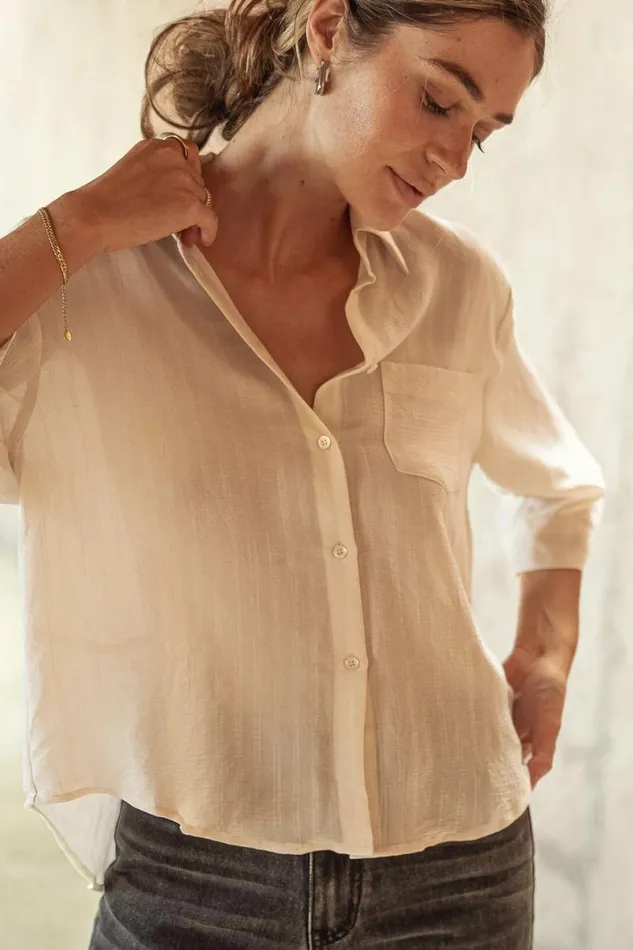 Alex Button Up In Cream 8211 FINAL SALE Cream Women Bohme Tops
