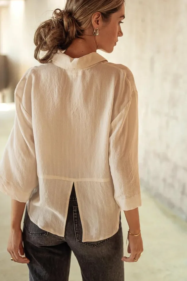 Alex Button Up In Cream 8211 FINAL SALE Cream Women Bohme Tops