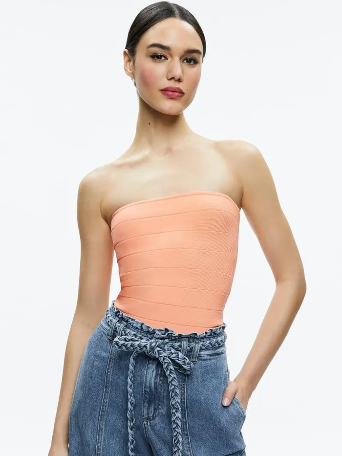 Alice Olivia ALISON FULL LENGTH TUBE TOP Black Women Tops