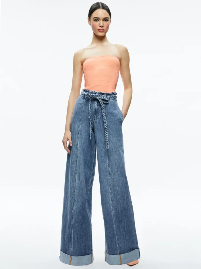 Alice Olivia ALISON FULL LENGTH TUBE TOP Black Women Tops