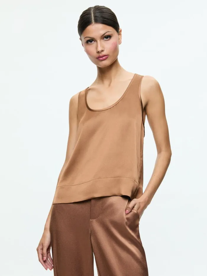 Alice Olivia AVRIL BOXY TANK Camel Women Tops
