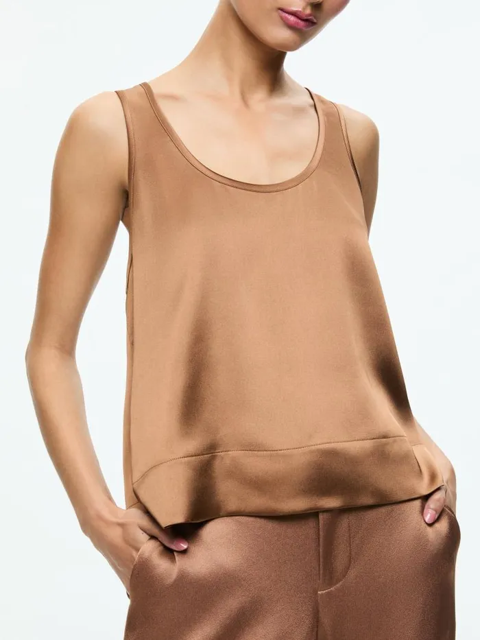 Alice Olivia AVRIL BOXY TANK Camel Women Tops