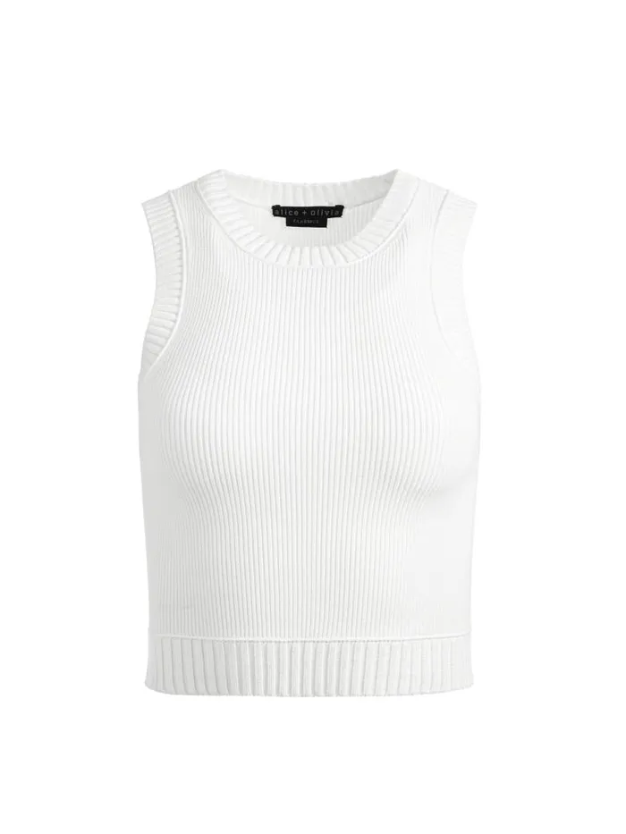 Alice Olivia BIGSBY RIBBED TANK Soft White Women Tops