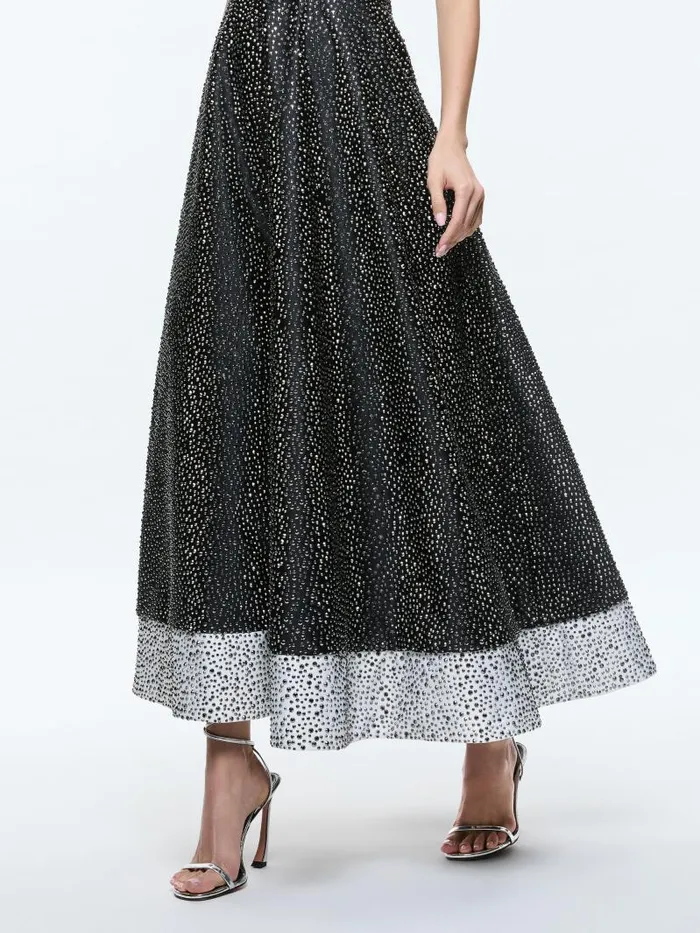 Alice Olivia BIJOU CRYSTAL STRAPLESS MIDI GOWN Blackoff White Women Dresses