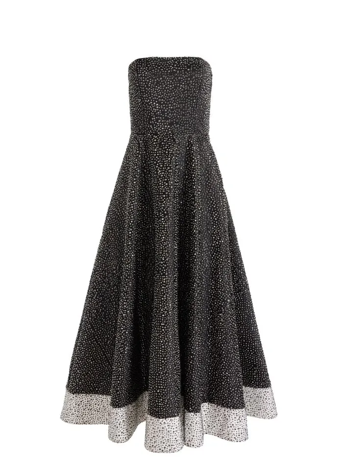 Alice Olivia BIJOU CRYSTAL STRAPLESS MIDI GOWN Blackoff White Women Dresses