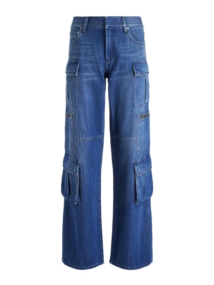 Alice Olivia CAY BAGGY CARGO JEANS Brea Blue Women Jeans