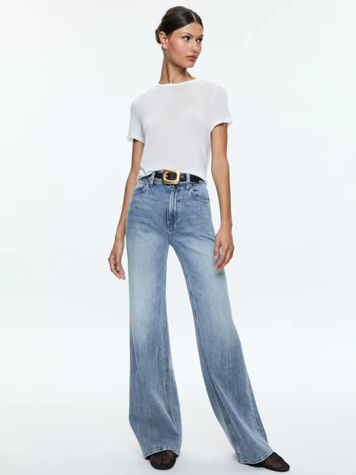 Alice Olivia CINDY CLASSIC CROPPED TEE Black Women Tops