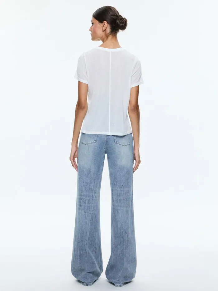 Alice Olivia CINDY CLASSIC CROPPED TEE Black Women Tops