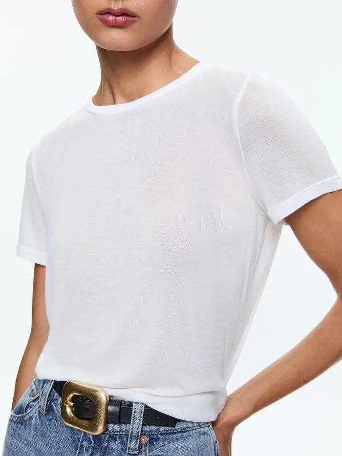 Alice Olivia CINDY CLASSIC CROPPED TEE Black Women Tops