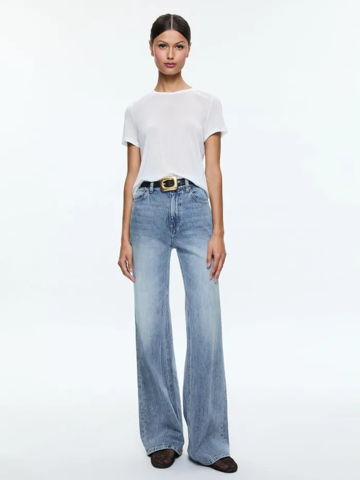 Alice Olivia CINDY CLASSIC CROPPED TEE Black Women Tops