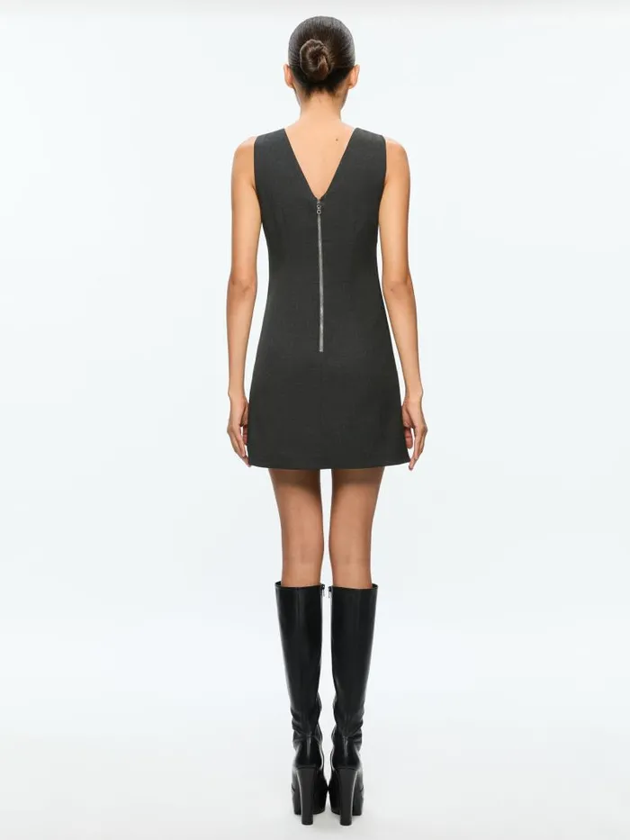 Alice Olivia COLEY COLORBLOCK SLIM SHIFT DRESS Shadow Greycharcoal Melange Women Dresses