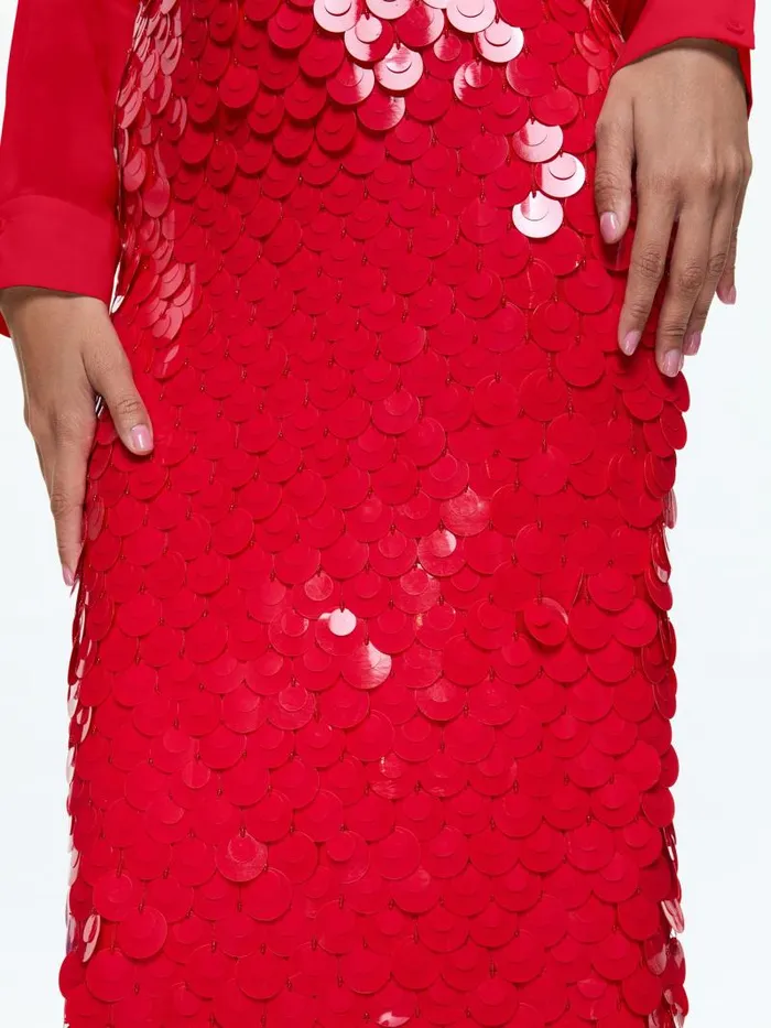 Alice Olivia FIFI EMBELLISHED MIDI SKIRT Bright Ruby Women Skirts