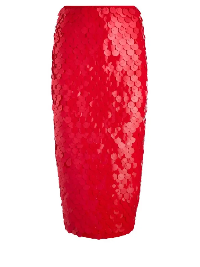 Alice Olivia FIFI EMBELLISHED MIDI SKIRT Bright Ruby Women Skirts