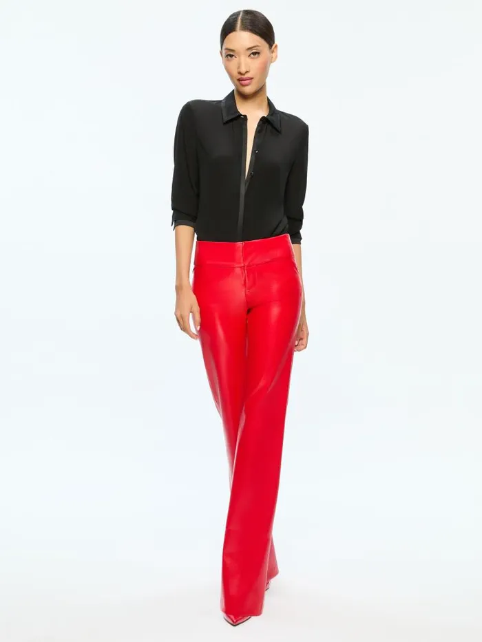 Alice Olivia OLIVIA VEGAN LEATHER BOOTCUT PANT Black Women Pants