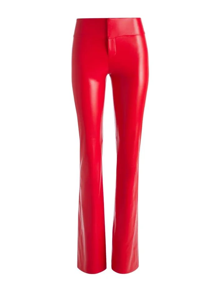 Alice Olivia OLIVIA VEGAN LEATHER BOOTCUT PANT Black Women Pants