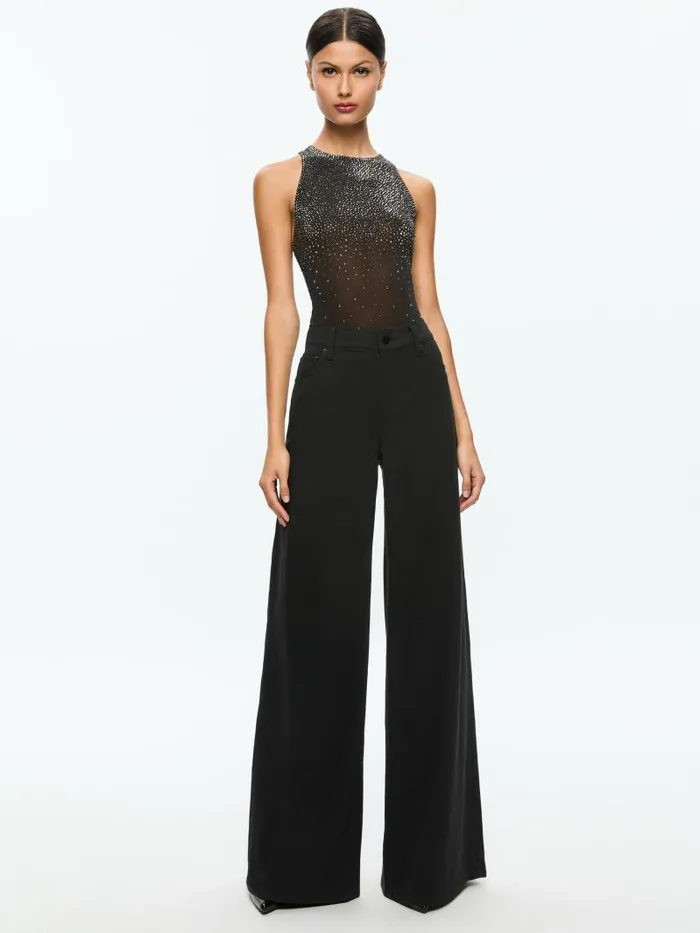 Alice Olivia PANIA EMBELLISHED TOP Black Women Tops