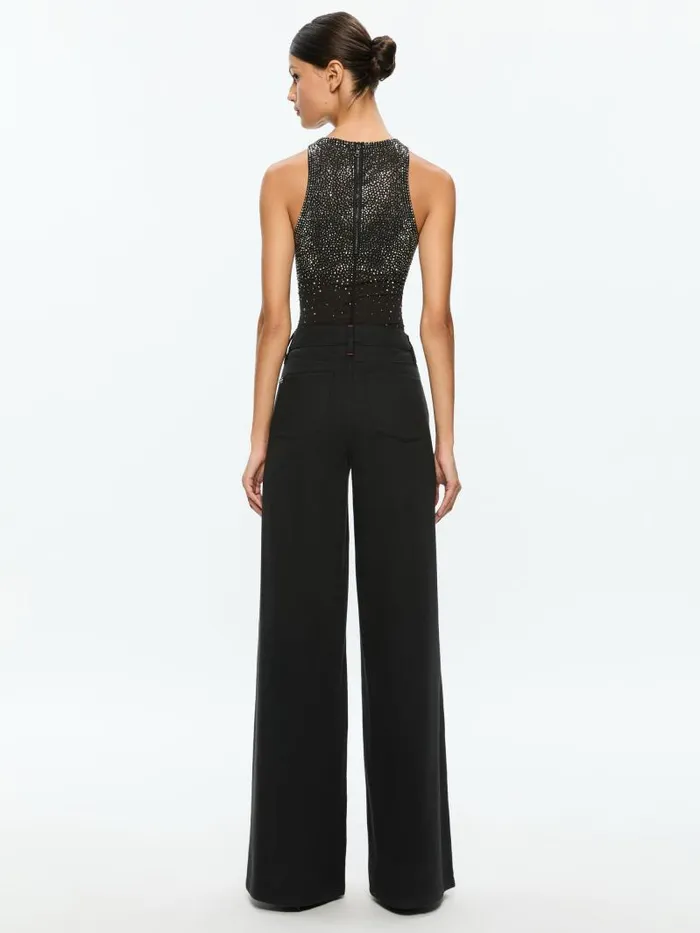 Alice Olivia PANIA EMBELLISHED TOP Black Women Tops