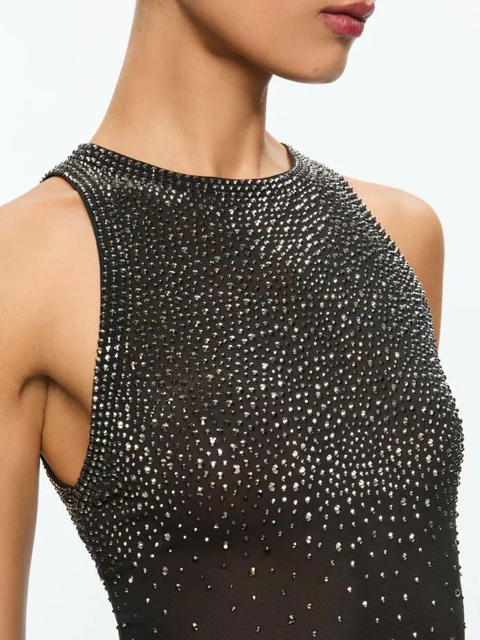 Alice Olivia PANIA EMBELLISHED TOP Black Women Tops
