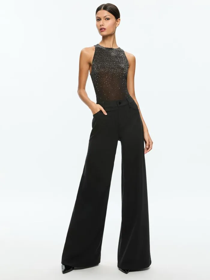 Alice Olivia PANIA EMBELLISHED TOP Black Women Tops