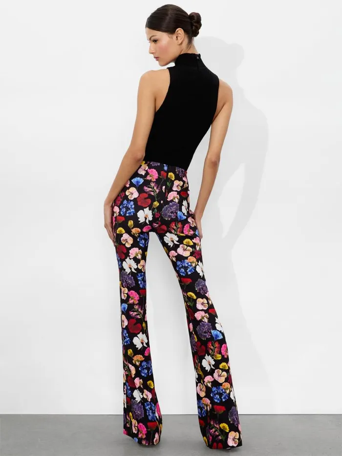 Alice Olivia RMP BACK ZIP BOOTCUT PANT Timeless Blossom Women Pants