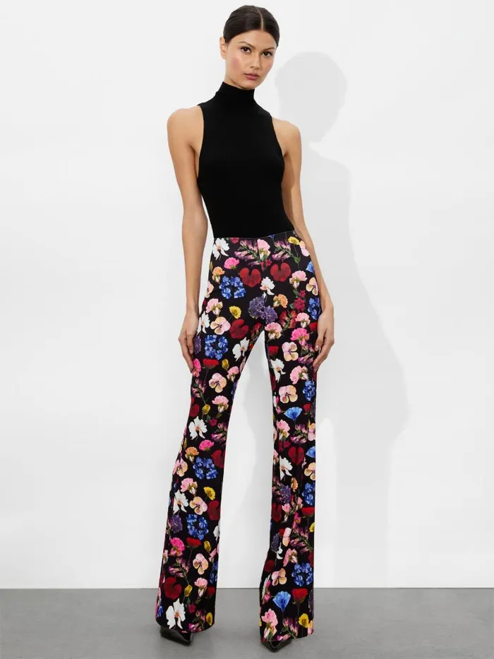 Alice Olivia RMP BACK ZIP BOOTCUT PANT Timeless Blossom Women Pants