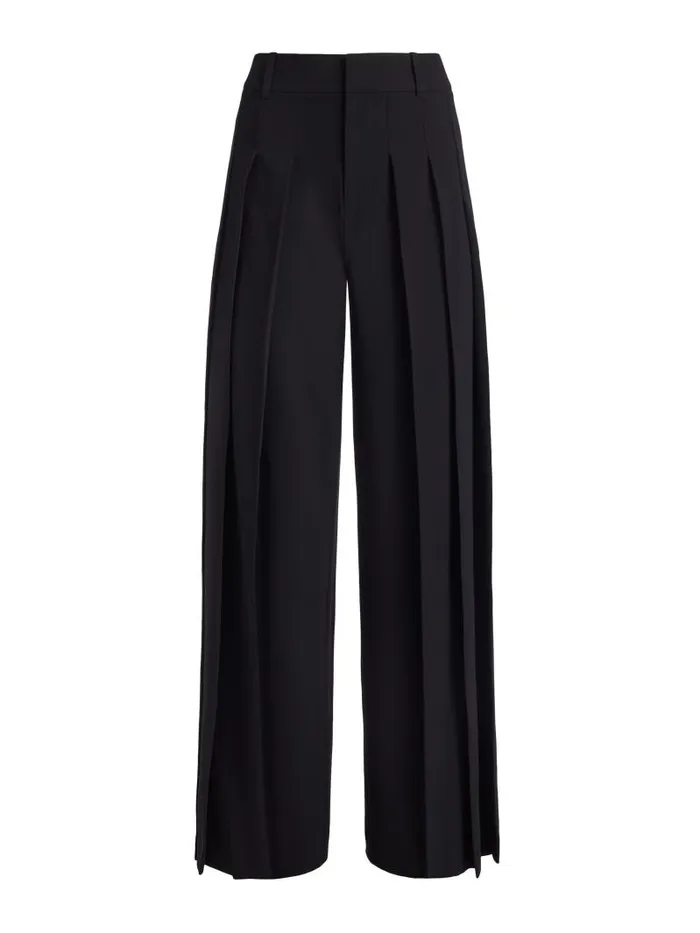 Alice Olivia SIMON HIGH RISE WIDE LEG PLEATED TROUSER Black Women Pants