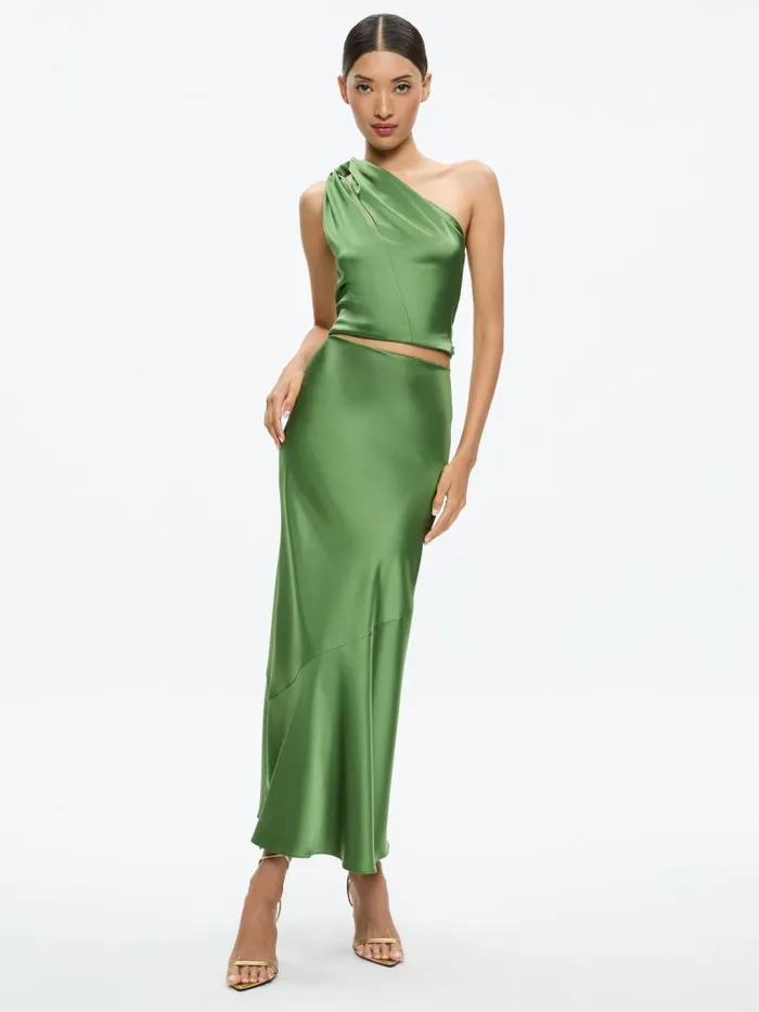 Alice Olivia TERESE ANKLE LENGTH SLIP SKIRT Avocado Women Skirts