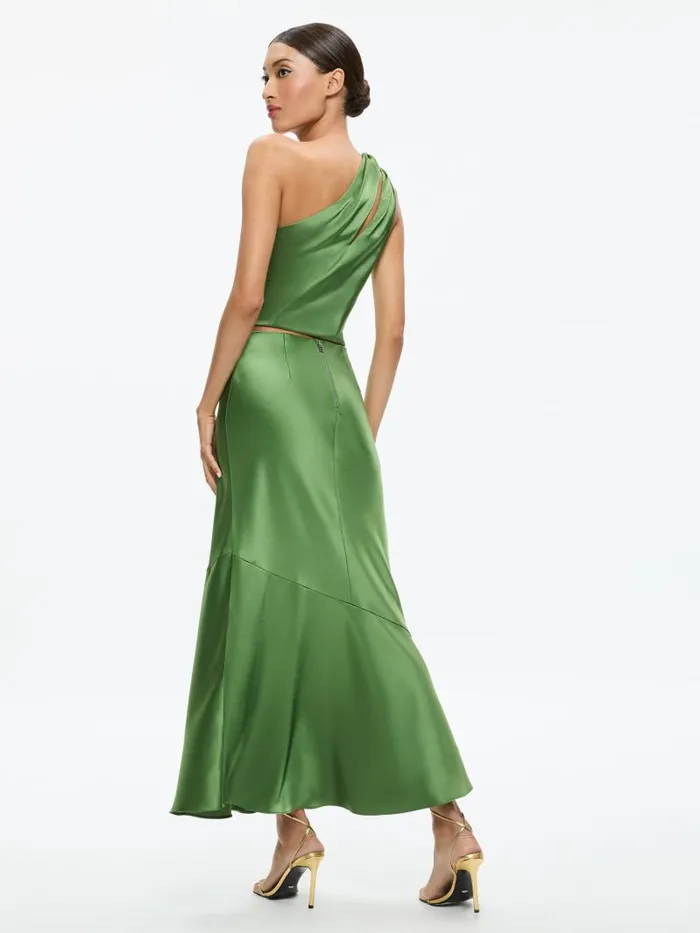 Alice Olivia TERESE ANKLE LENGTH SLIP SKIRT Avocado Women Skirts