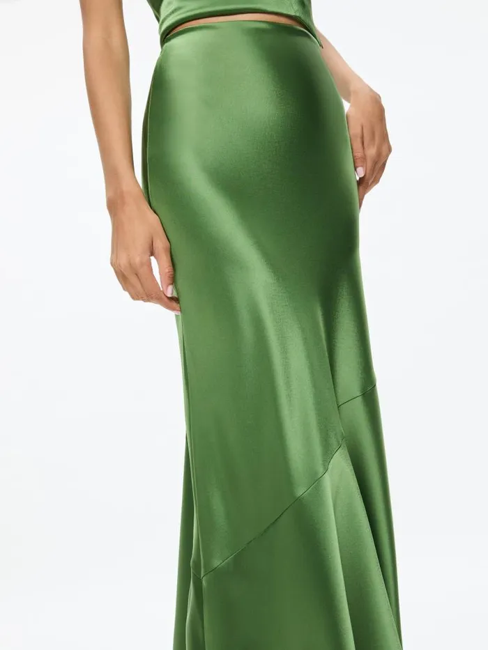 Alice Olivia TERESE ANKLE LENGTH SLIP SKIRT Avocado Women Skirts