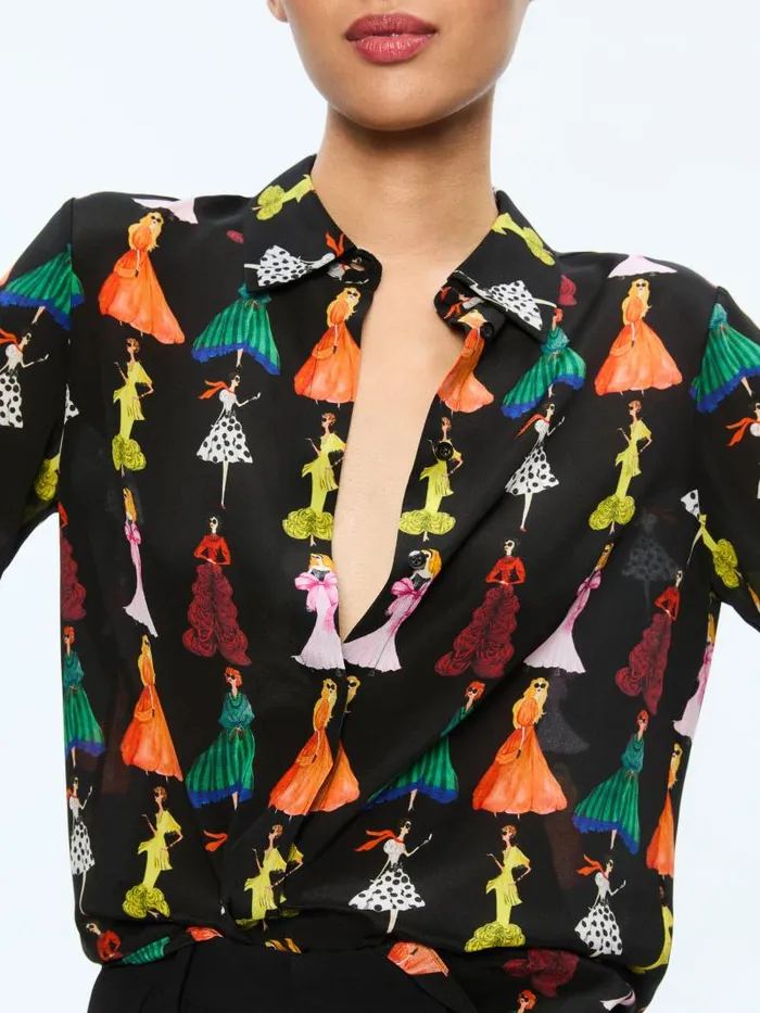 Alice Olivia WILLA STACEFACE PLACKET TOP A Summer Day Women Tops