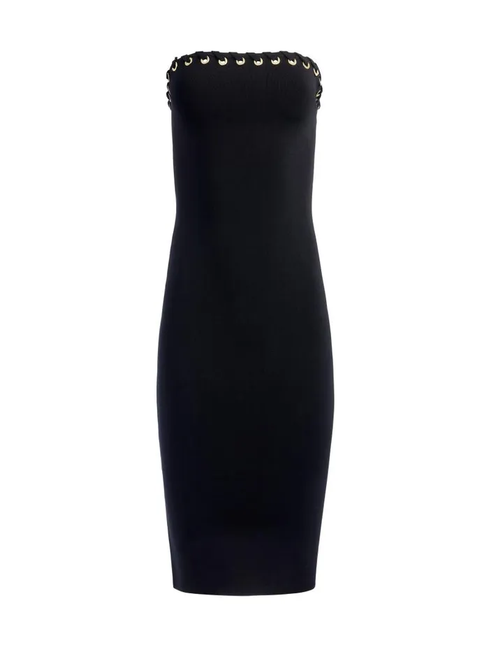 Alice Olivia ZORA GROMMET DRESS Black Women Dresses
