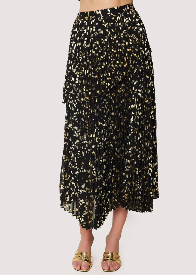 All That Glitters Midi Skirt Blackgold Women Lost Wander Skirts