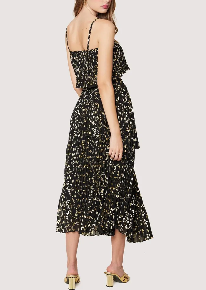 All That Glitters Midi Skirt Blackgold Women Lost Wander Skirts