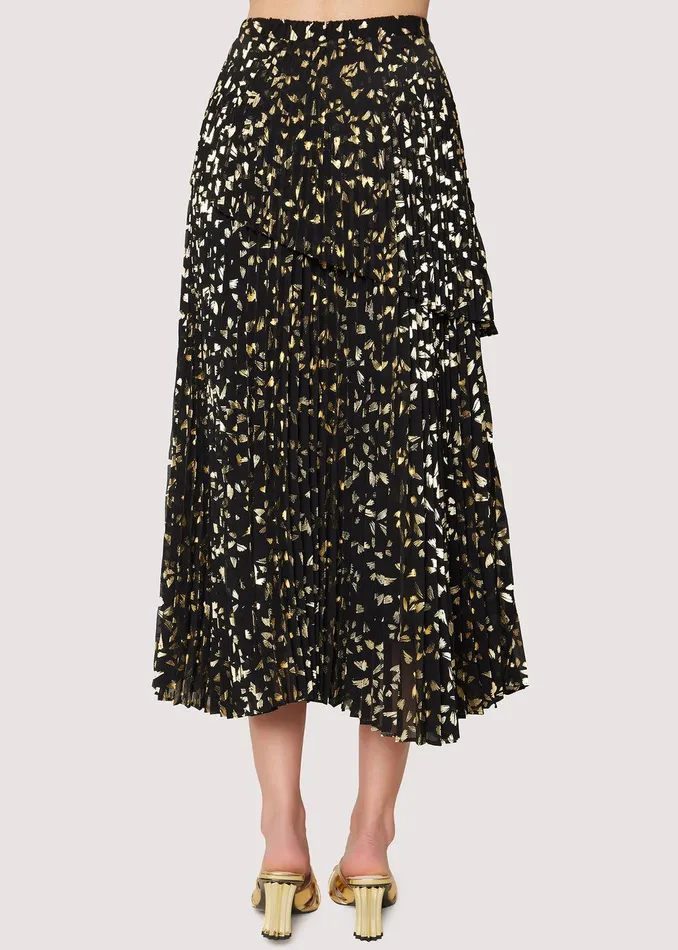 All That Glitters Midi Skirt Blackgold Women Lost Wander Skirts