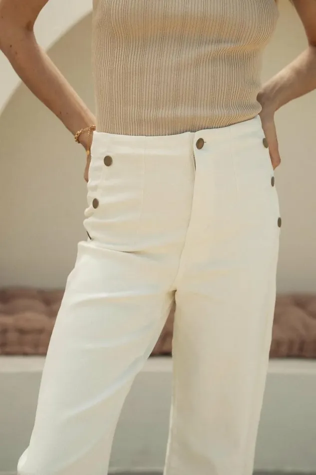 Amiri Wide Leg Pants Cream Women Bohme Pants