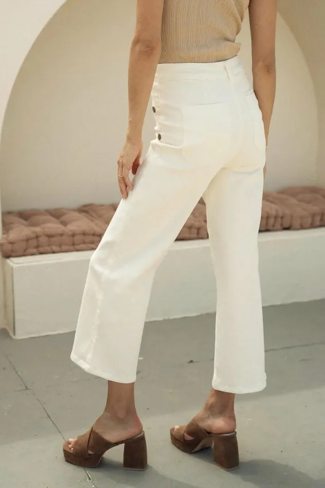 Amiri Wide Leg Pants Cream Women Bohme Pants
